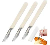Ezranova Bread Lame, 3 Pcs Bread Tools Portable Sourdough Bread Lame Dough Scoring Tool Bread Cutter with Graduated Ruler Cake Cutting Tools Sharp Tools for Bread Making (6.06in×0.55in)