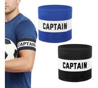 Ezranova Captains Armband，2Pcs Captain Arm Bands for Soccer, Unisex Elastic Captain Armband Adjustable for Team Training & Matches for Hockey Rugby Multiplayer Ball Games (black-blue)