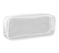 Ezranova Clear Pencil Case, Clear Examination Pencil Case, Waterproof See Through Transparent PVC Pencil Pockets, Zip Comestic Storage Bag for Travel Luggage, White, Clear pencil case