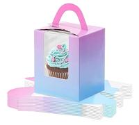 Ezranova Cupcake Box,10 Pcs Individual Cupcake Boxes Single Cupcake Boxes,Cake Boxes with Window,Cupcake Carrier with Inserts,Individual Bakery Boxes with Handle,for Weddings, Birthday Parties