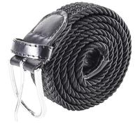 Ezranova Elastic Braided Stretch Belt for Men - Adjustable Woven Web Belt with Premium Metal Buckle, Comfortable Flexible Waistband for Jeans, Pants & Casual Wear (Black)
