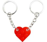 Ezranova Love Heart Keyrings, 2 Brick Matching Couples Keyring, Keychain Set for Couples, Keychain, Lego Heart Keyrings, for Girlfriend Boyfriend/Friendship Gift