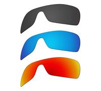 EZReplace Lenses Replacement for Oakley Batwolf OO9101 Sunglasses (Polarized Lenses) - Fits Oakley Batwolf Frame (Carbon Black+Ice Blue+Fire Red)
