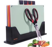EZTICO 4-Piece Non-Toxic Cutting Board Set with Premium Scissors - BPA-Free Plastic and Rubber Chopping Boards for Kitchen Essentials with Organizer, Dishwasher Safe Accessories Holder.