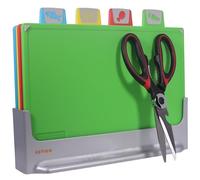 EZTICO Cutting Board Set: 4-Piece Color-Coded, Non-Slip, BPA-Free, Perfect kitchen essentials for new home, Dishwasher Safe with Premium Scissors and Chopping Board Organizer, Quality kitchen stuff.