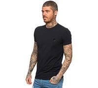EZTS581 Enzo Mens Slim Fit T Shirt Muscle Fit Stretch Tee Gym Crew Neck Short Sleeve Top Black S