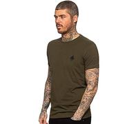 EZTS581 Enzo Mens Slim Fit T Shirt Muscle Fit Stretch Tee Gym Crew Neck Short Sleeve Top Khaki Green M