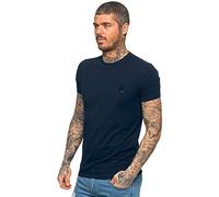 EZTS581 Enzo Mens Slim Fit T Shirt Muscle Fit Stretch Tee Gym Crew Neck Short Sleeve Top Navy Blue XL