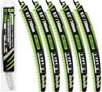 EZUVITA 5pcs 240mm Japanese Teeth Wood Pruning Reciprocating Saw Blades Set, Arc Cutting Edge 5TPI Pruning Saw Blades for Tree Pruning, Wood Cutting, 5 Pack