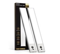 EZVALO 10inch Under Cabinet Lighting, LED Motion Sensor Light Indoor, 2400mAh USB Rechargeable Closet Lights, Dimmable & Magnetic Wireless Under Counter Lights for Kitchen, Pantry, Stairs (2 Pack)