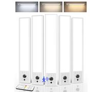 EZVALO 5-Pack Under Cabinet Kitchen Lights, 3300mAh Rechargeable Motion Sensor Light, 30.5 cm Magnetic Lights with Dimmable & 3 Color Temps, Magnetic Stick Lights for Shelf Stairs Wardrobe Closet