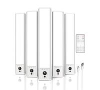 EZVALO 5-Pack Under Cabinet Lighting, 2400mAh Motion Sensor Light, LED Closet Lights Wireless, 6500K Dimmable, Timer, Magnetic, with Remote Control for Kitchen, Closet, Stair