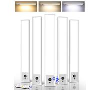 EZVALO 5 Pack Under Cabinet Lighting, 3200mAh Rechargeable Motion Sensor Light, 12inch Magnetic Closet Lights with Dimmable & 3 Color Temps, Wireless Motion Activated Lights with Remote for Kitchen