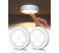 EZVALO LED Puck Lights, 2 Pack Rechargeable Touch Light, 3'' Mini Tap Lights, Wireless Closet & Under Cabinet Lighting, 3 Colour Temps, Stick On Lights for Kitchen, Closet, Pantry, Shelves