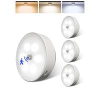 EZVALO Motion Sensor Lights Indoor, Wireless LED Rechargeable Night Light, Battery Operated USB-C Charging,Dimmable Night Light for Cabinets, Stair, Corridors, Closet (4)