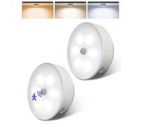 EZVALO Motion Sensor Lights Indoor, Wireless LED Rechargeable Night Light, Battery Operated USB-C Charging,Dimmable Night Light for Cabinets, Stair, Corridors, Closet (2)