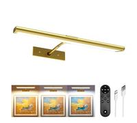 EZVALO Picture Lights for wall, Rechargeable Picture Light with Remote, Dimmable & 3 Color Temps, 180° Adjustable Magnetic Wall Lights for Dartboard Frame Gallery (1 Pack, Gold)