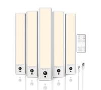 EZVALO Under Cabinet Kitchen Lights, 5 Pack of 3500K Dimmable Wireless Motion Sensor Lights Indoor with Remote Control, LED Night Lights for Kitchen,Wardrobe and Cupboard