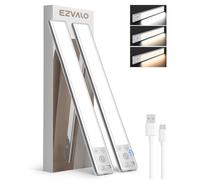 EZVALO Under Cabinet Lights, 80 LED Motion Sensor Lights Indoor 3 Color Temps, 1900mAh Rechargeable Motion Sensor Light Wireless, Dimmable Under Counter Lights for Kitchen, Hallway (2 Pack)
