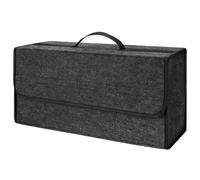 EZVEZS Car Boot Organiser Bag,Foldable Boot Storage Box with Lid, Anti-Slip Car Organiser for Tools Travel Emergency Tidy Van Caravan,Felt Trunk Organiser Suitable for All Vehicles, Dark Grey (1PC)