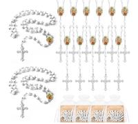 EZVFIRPDFZ 12/20/30 PCS 14 inch Lady of Guadalupe Bead Rosaries Wooden Rosary with Crucifix Necklace,Favors Catholic Gift Rosaries with Organza Bag for Baptism,for Men Women