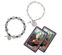 EZVFIRPDFZ 2 Sets St Benedict Bracelets with Saint Benedict Medals and Crucifix,Catholic Rosary Bracelet with San Benito Prayer Card for Women Men,Medalla De San Benito Rosary Jewelry