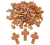 EZVFIRPDFZ 200Pcs 0..55Inch Wood Cross Charm Pendants Mini Natural Wooden Small Cross Charms Bulk for Party Favors Easter Rosary Necklace Jewelry Making Charms Hanging Ornament Craft Accessories