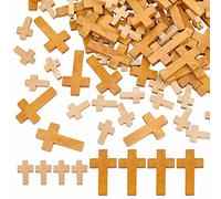EZVFIRPDFZ 200Pcs 0..55Inch Wood Cross Charm Pendants Mini Natural Wooden Small Cross Charms Bulk for Party Favors Easter Rosary Necklace Jewelry Making Charms Hanging Ornament Craft Accessories