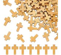 EZVFIRPDFZ 200Pcs 0..55Inch Wood Cross Charm Pendants Mini Natural Wooden Small Cross Charms Bulk for Party Favors Easter Rosary Necklace Jewelry Making Charms Hanging Ornament Craft Accessories