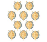 EZVFIRPDFZ 3-Holes St Benedict Medals Centerpiece Parts,Saint Benedict Protection from Evil Charm Pendant for DIY Rosary Necklace,Women Men Jewelry Making Supplies