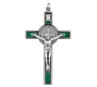 EZVFIRPDFZ 3" Saint Benedict Medal Crucifix Pendant|Patron Saint of Students and Europe|Perfect Addition to a Necklace or Rosary|Great Catholic|Made in Italy