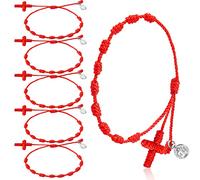 EZVFIRPDFZ 30 Pieces St Benedict Medal Rosary Bracelet Bulk Adjustable Knot String Braided Bracelet Baby Protection Mexican Bracelets with Mesh Bags for Women Men Girls Boys Minimalist Jewelry(Black)