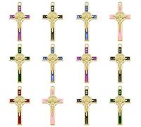 EZVFIRPDFZ 30Pcs Catholic Jesus Cross Charms Alloy Enamel Saint Benedict Medal Crucifix Charms Pendant for Jewelry Making Rosary Beads Necklace Bracelet Keychain DIY Craft Accessories
