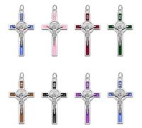 EZVFIRPDFZ 30Pieces 6Colors Rosary Center Saint Benedict Cross Charm Metal Enamel Religion Crucifix Pendant for DIY Necklace Bracelets Key Chain Catholic Jewelry Making Supplies
