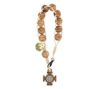 EZVFIRPDFZ 8mm Saint Benedict Benito One Decade Rosary|Genuine Olive Wood Beads for Men|Christian Jewelry