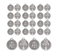 EZVFIRPDFZ 90Pcs 2 Styles Alloy Jesus Cross Saint Benedict Medal Charms Pendants For Jewelry Making DIY Religious Gifts Rosary Beads Necklace Bracelet
