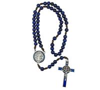 EZVFIRPDFZ Brazilian Saint Benedict Rosary|Vibrant Cobalt Blue Hail Mary Beads|Metal St.Benedict Medal and Crucifix|Great Catholic for First Communion and Confirmation