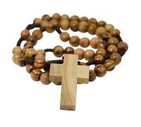 EZVFIRPDFZ Certified Wooden Rosary from Olive Wood-Our Father Christian Catholic Wooden Prayer in Cotton Rosary Pouch and Authenticity Certificate for Men and Women