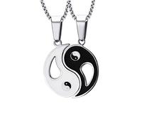 EZVFIRPDFZ Chinese Philosophy Taoist Symbol Yin-Yang Taichi Yoga Stainless Steel Rhinestone Pendant Necklace,Amulet