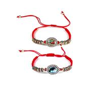 EZVFIRPDFZ COLORFUL BLING 4pcs Red Knot Virgin Mary/Saint Benedict/Saint Jude String Bracelet Set Adjustable Cord Link Rosary Prayer Protection Medal for Women Lucky Catholic Religious Jewelry