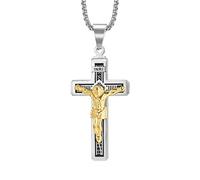 EZVFIRPDFZ Cross Necklace for Men,Crucifix Necklace,Stainless Steel Cross Pendant Chain Necklace,Christian Gifts for Men Women