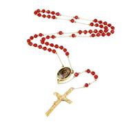 EZVFIRPDFZ Custom Rosary Necklace for Women Men Christian Virgin Mary Pendant with Crucifix Engraved Picture Text Stainless Steel Rosary Catholic Necklace Circle Chain Prayer Beads