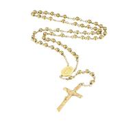EZVFIRPDFZ Custom Rosary Necklace for Women Men Christian Virgin Mary Pendant with Crucifix Engraved Picture Text Stainless Steel Rosary Catholic Necklace Circle Chain Prayer Beads