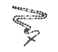EZVFIRPDFZ Custom Rosary Necklace for Women Men Christian Virgin Mary Pendant with Crucifix Engraved Picture Text Stainless Steel Rosary Catholic Necklace Circle Chain Prayer Beads
