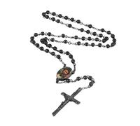 EZVFIRPDFZ Custom Rosary Necklace for Women Men Christian Virgin Mary Pendant with Crucifix Engraved Picture Text Stainless Steel Rosary Catholic Necklace Circle Chain Prayer Beads