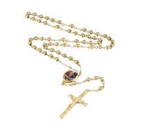 EZVFIRPDFZ Custom Rosary Necklace for Women Men Christian Virgin Mary Pendant with Crucifix Engraved Picture Text Stainless Steel Rosary Catholic Necklace Circle Chain Prayer Beads