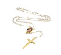 EZVFIRPDFZ Custom Rosary Necklace for Women Men Christian Virgin Mary Pendant with Crucifix Engraved Picture Text Stainless Steel Rosary Catholic Necklace Circle Chain Prayer Beads