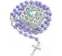 EZVFIRPDFZ First Communion Rosarys for Girls and Boys,RosaryBeads Catholic for Men,Women,Rosary Necklace as Gifts for Mother,Grandmother,Elders