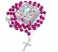 EZVFIRPDFZ First Communion Rosarys for Girls and Boys,RosaryBeads Catholic for Men,Women,Rosary Necklace as Gifts for Mother,Grandmother,Elders