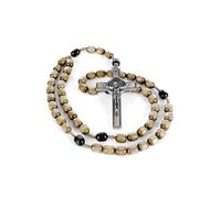 EZVFIRPDFZ Genuine Made in Italy Rosary Necklace Blessed Pope Francis Saint Benedict Medal Cross perfect for car mirror Patron of Students Christian Values